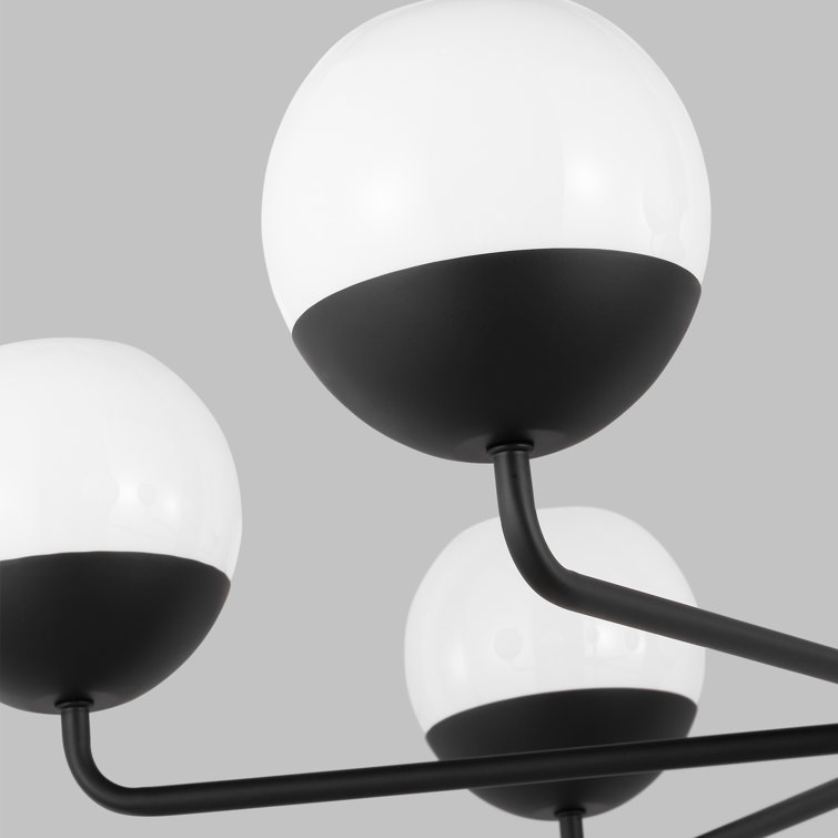Alvin Midnight Black and Milk Glass Six-Light Chandelier