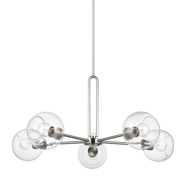 Codyn Brushed Nickel Sputnik 5-Light Chandelier with Clear Glass
