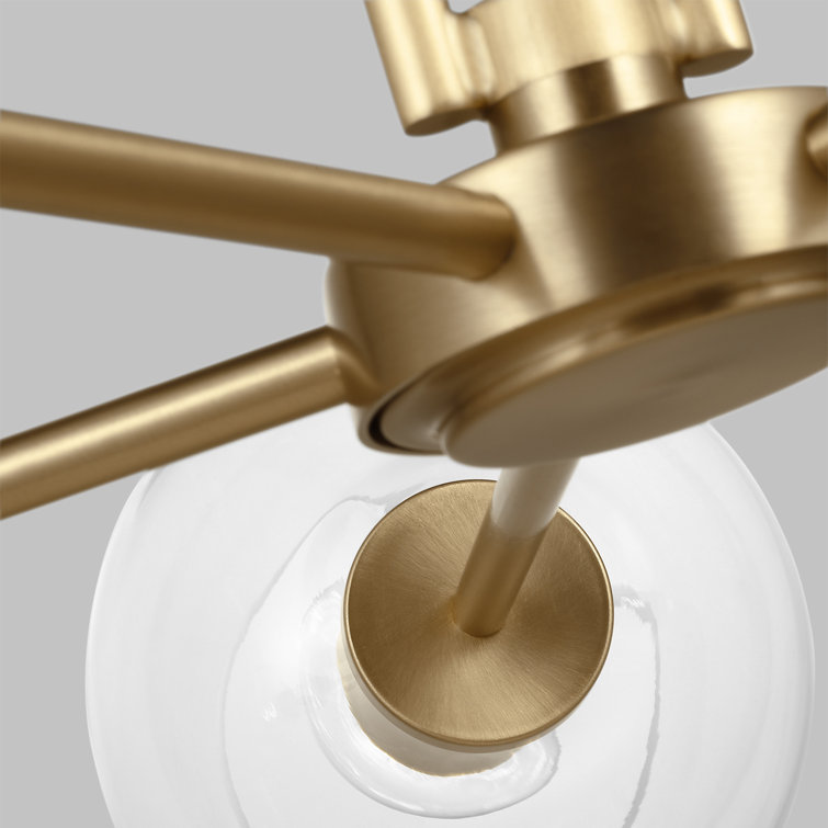 Satin Brass and Clear Glass Sputnik Chandelier