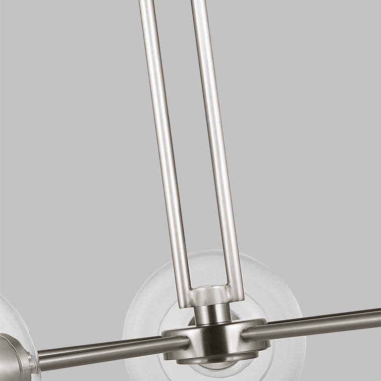 Codyn Brushed Nickel Sputnik 5-Light Chandelier with Clear Glass