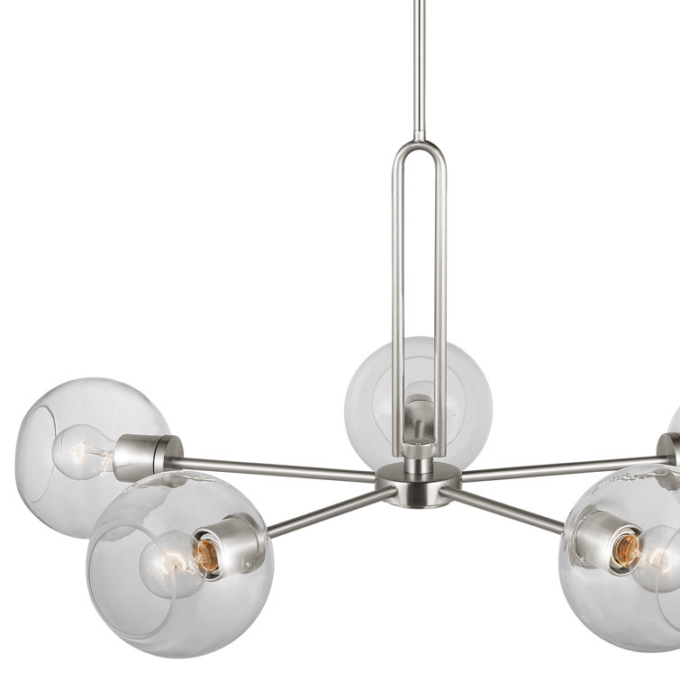 Codyn Brushed Nickel Sputnik 5-Light Chandelier with Clear Glass