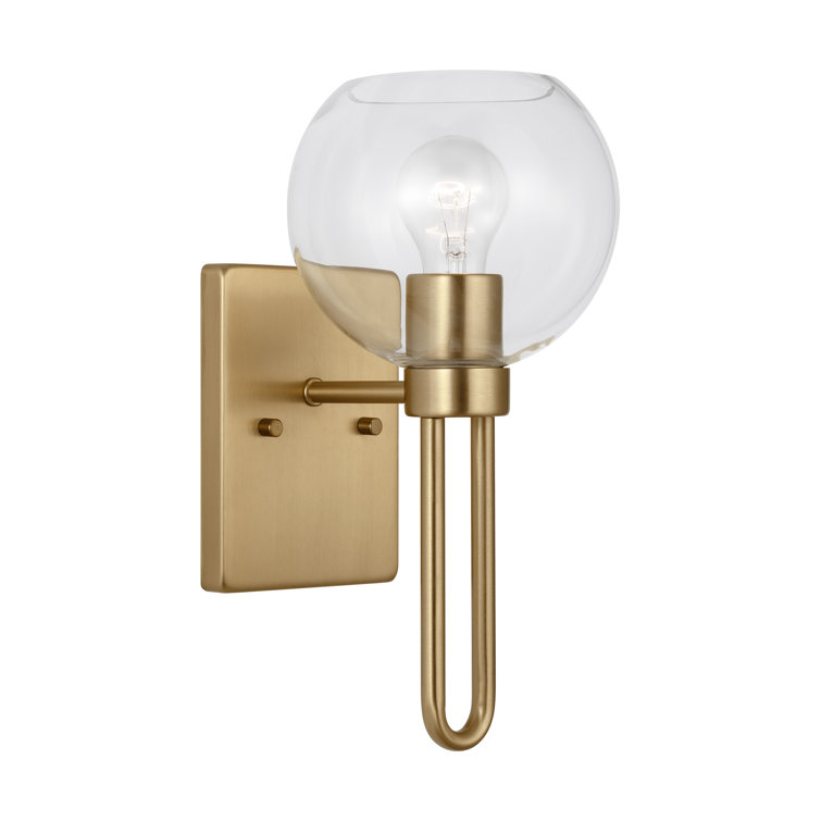 Satin Brass Clear Glass Dimmable Wall Sconce