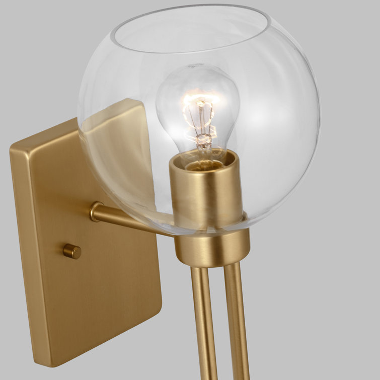 Satin Brass Clear Glass Dimmable Wall Sconce
