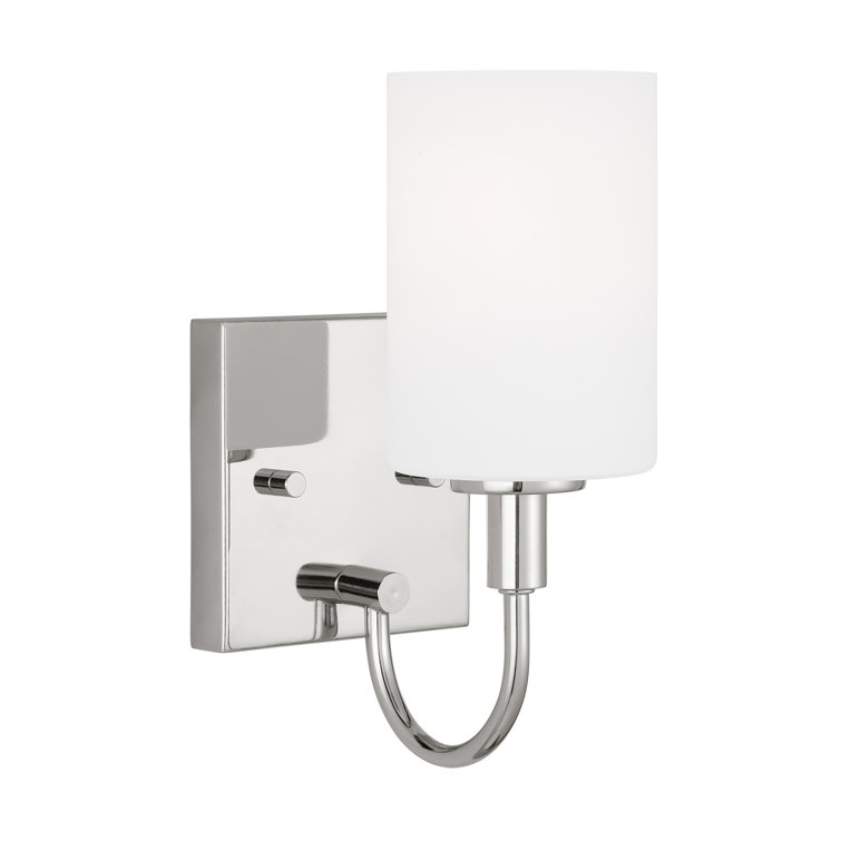 Foxdale Chrome Cylinder Vanity Wall Sconce with Etched Glass