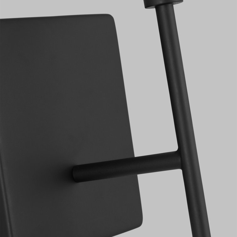 Midnight Black Steel Single Dimmable Wall Sconce with White Drum Shade