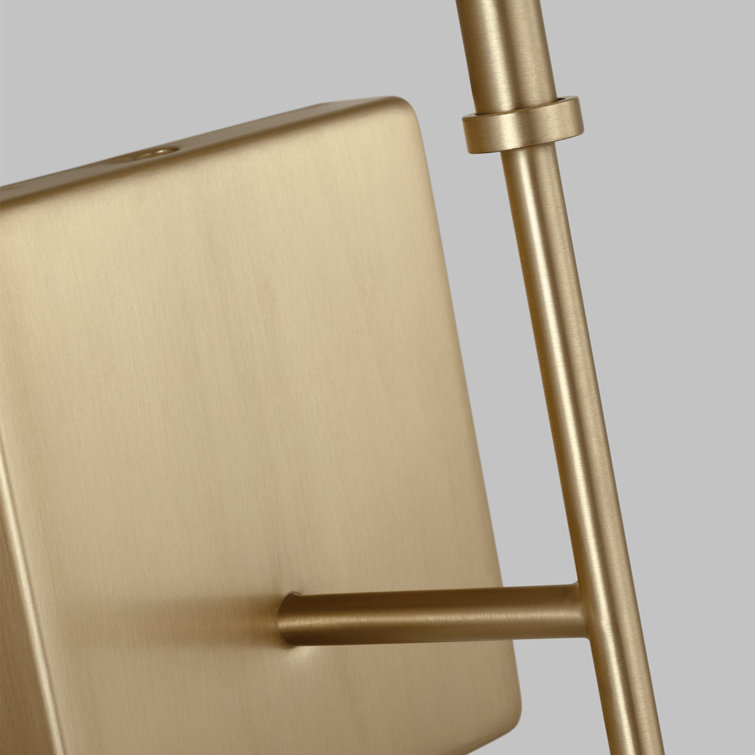 Elegant Energy Star Satin Brass Vanity Sconce with White Linen Shade