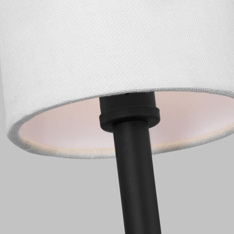 Midnight Black Steel Single Dimmable Wall Sconce with White Drum Shade