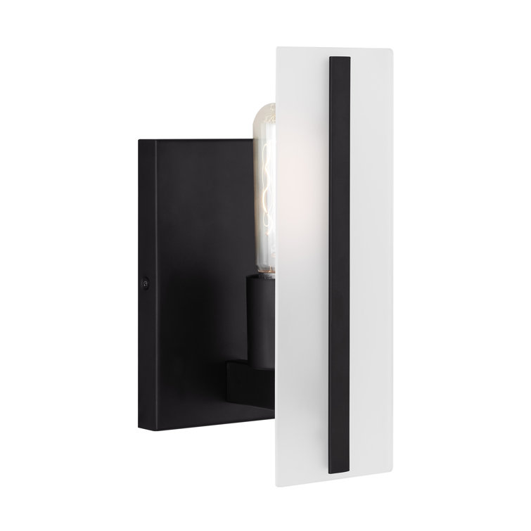 Midnight Black Satin Etched Glass Wall Sconce