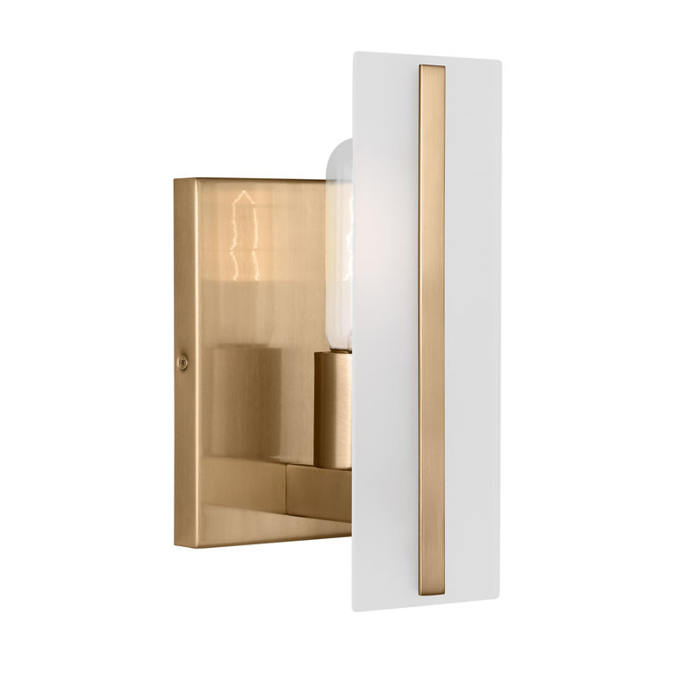 Satin Brass One-Light Vanity Sconce with Etched Glass