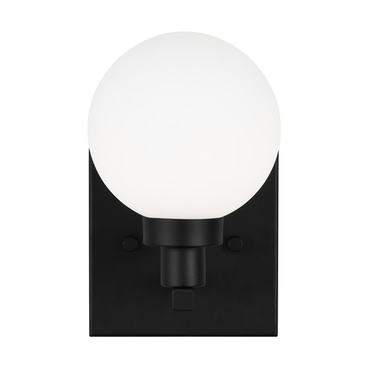 Clybourn Midnight Black Industrial Wall Sconce with Milk Glass