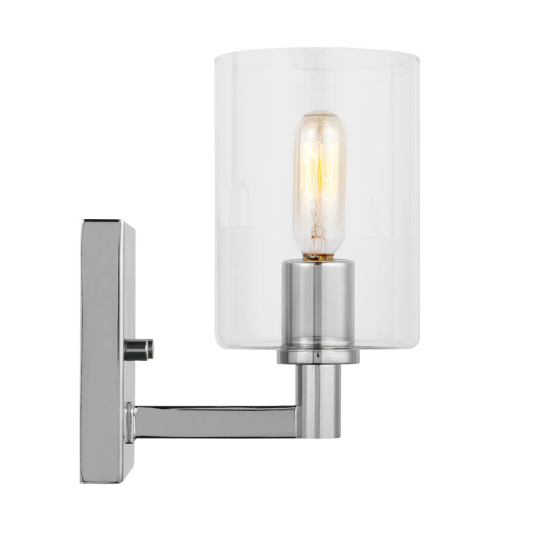 Chrome Cylinder Clear Glass Wall Sconce