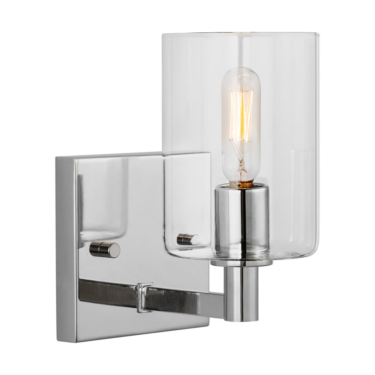 Chrome Cylinder Clear Glass Wall Sconce