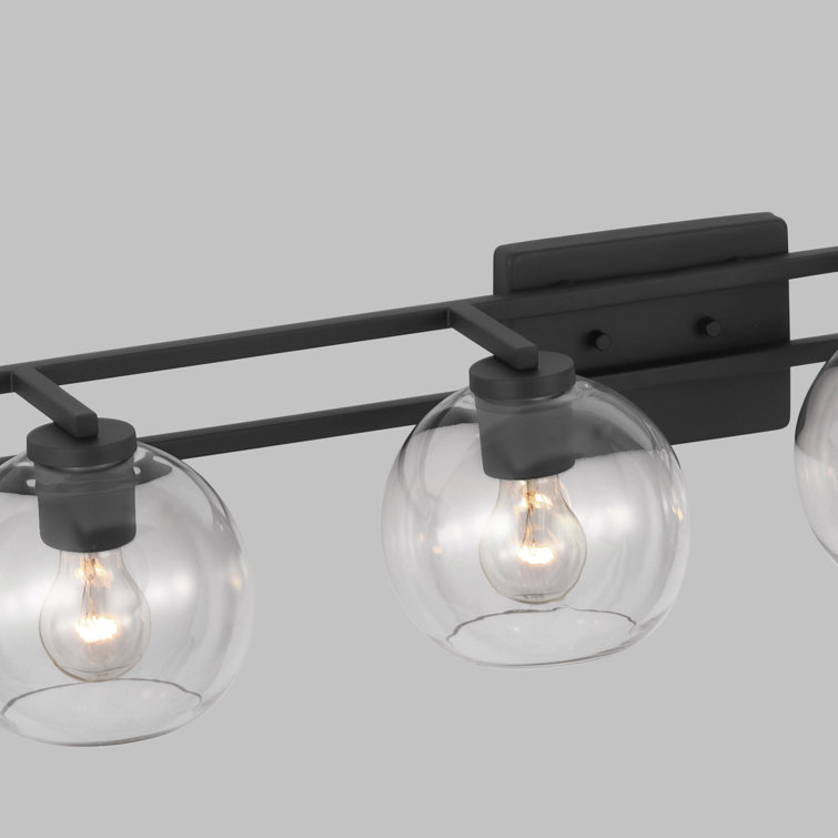 Midnight Black Clear Glass 4-Light Vanity Fixture