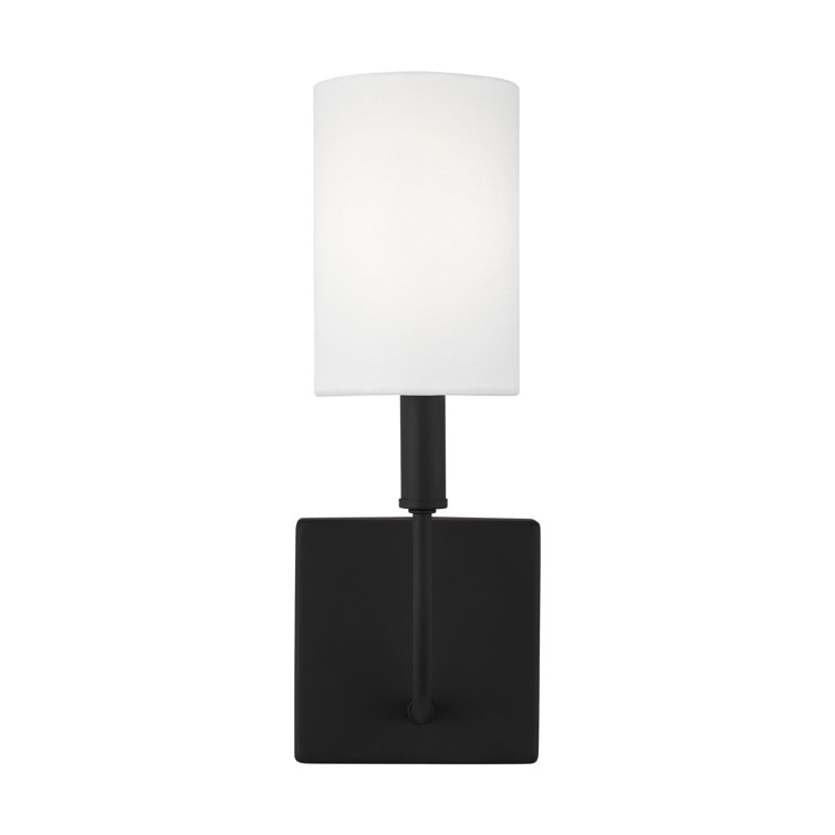Midnight Black and White Linen Wall Sconce