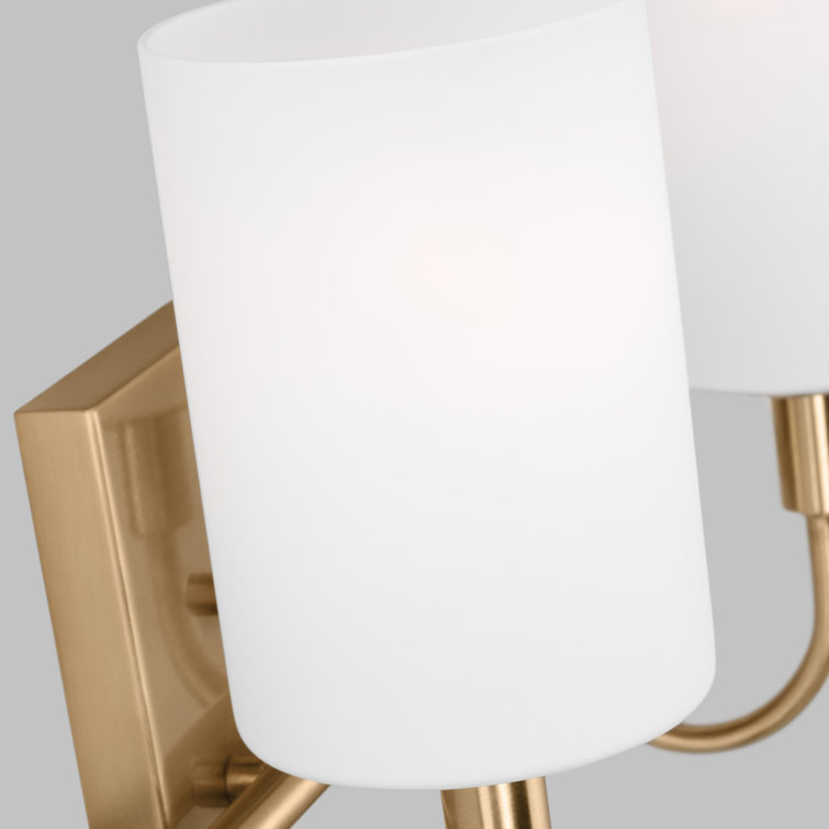 Oak Moore Satin Brass 2-Light Vanity with Etched White Glass