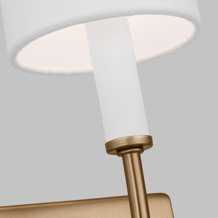 Greenwich Satin Brass Dimmable Cylinder Wall Sconce with Linen Shade