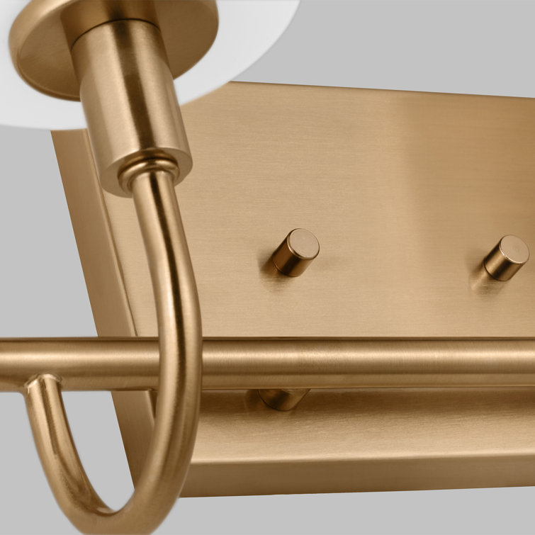 Oak Moore Satin Brass 2-Light Vanity with Etched White Glass