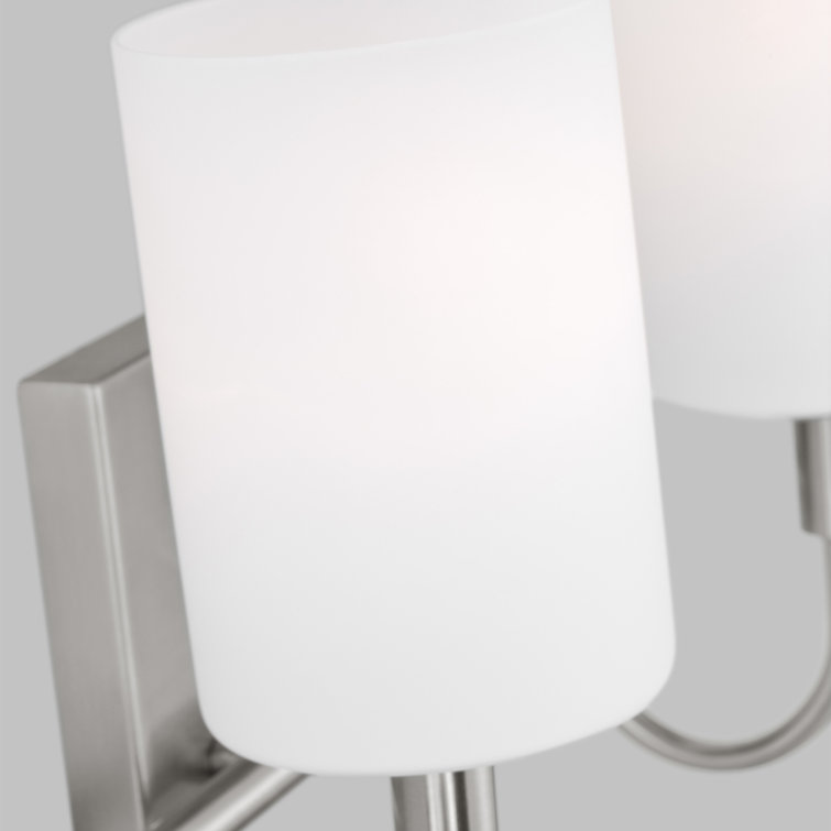 Oak Moore 13.875" Brushed Nickel 2-Light Bath Vanity with Etched Glass