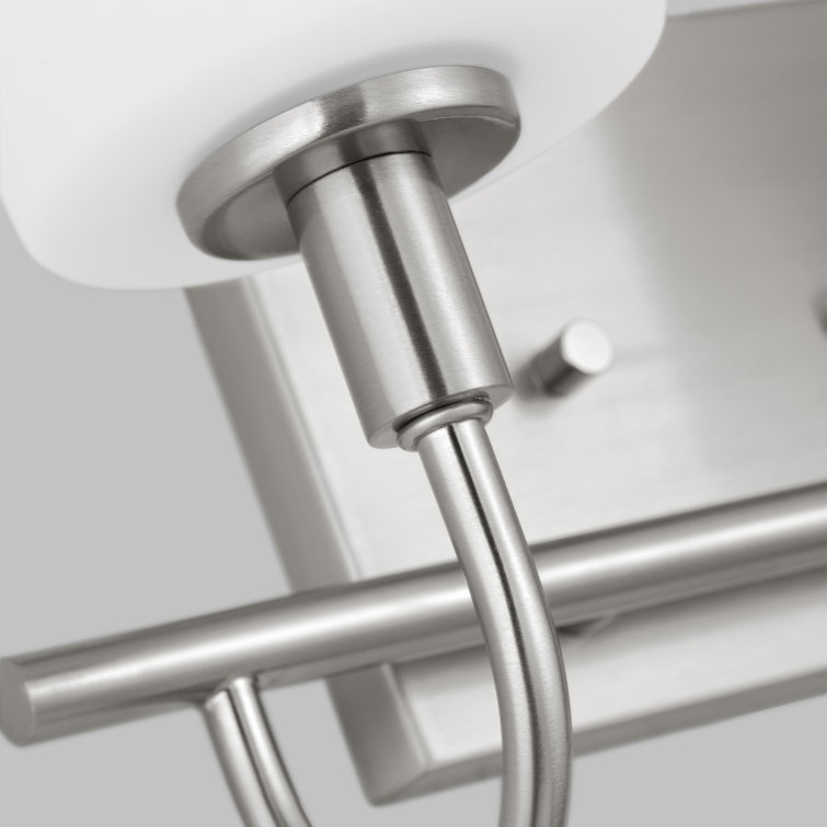 Oak Moore 13.875" Brushed Nickel 2-Light Bath Vanity with Etched Glass