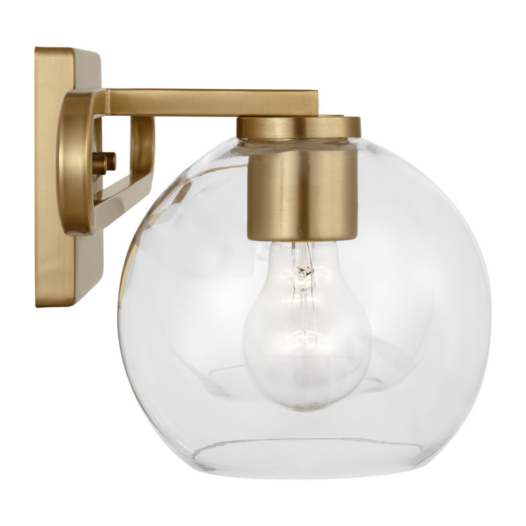 Satin Brass Dual Globe Vanity Light with Clear Glass Shades