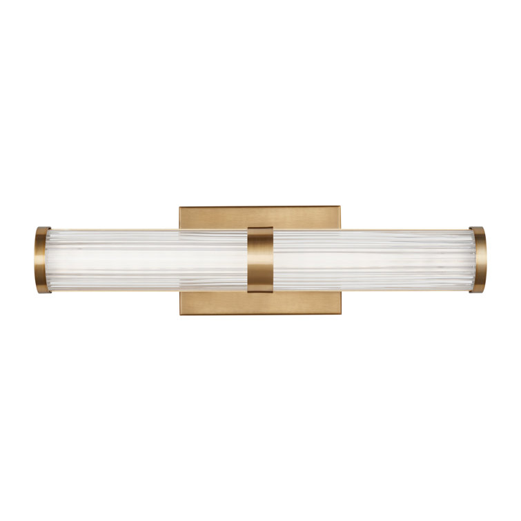 Satin Brass LED Cylinder Wall Sconce with Frosted Acrylic Diffuser