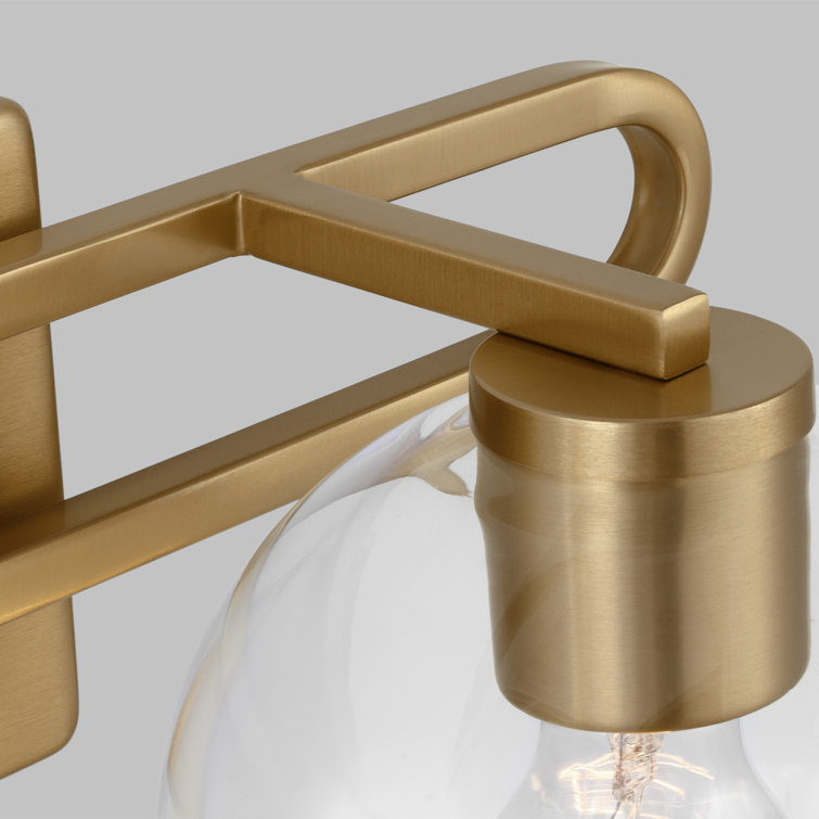 Satin Brass Dual Globe Vanity Light with Clear Glass Shades