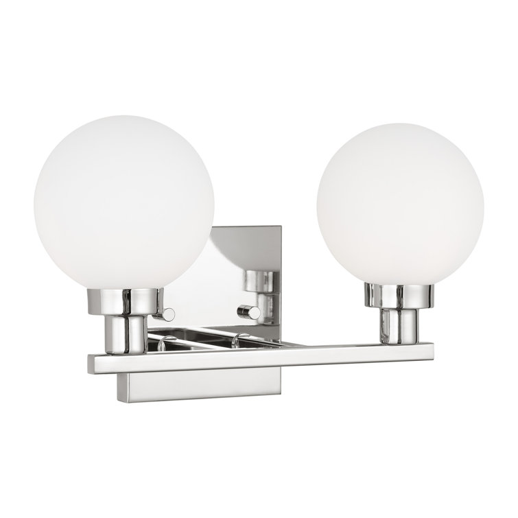 Clybourn Chrome 2-Light Vanity Fixture with Milk Glass Shade