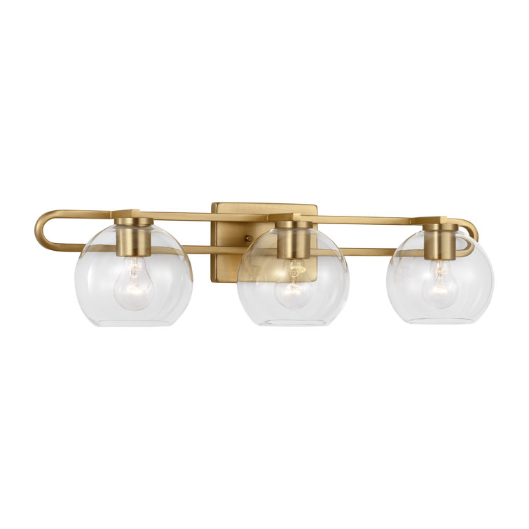 Eveline Satin Brass 3-Light Dimmable Vanity Light with Clear Glass Shades