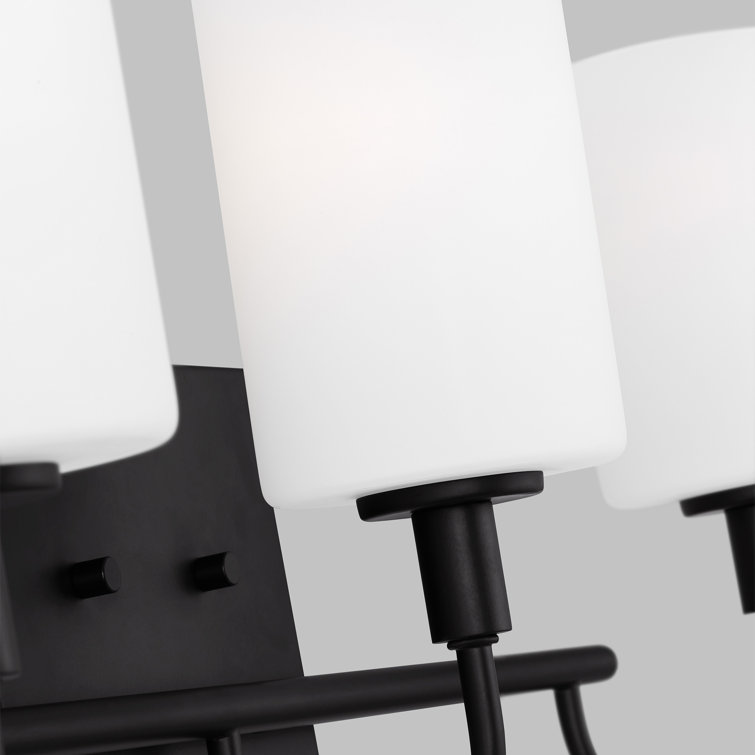 Midnight Black Oak Moore 3-Light Vanity with Etched White Glass