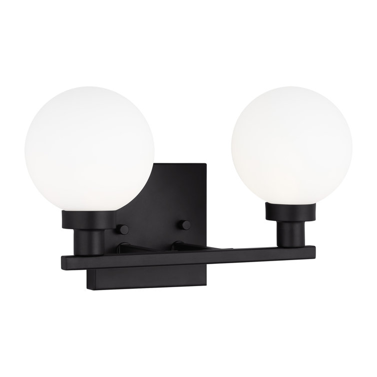 Clybourn Midnight Black 2-Light Vanity with Milk Glass Shade