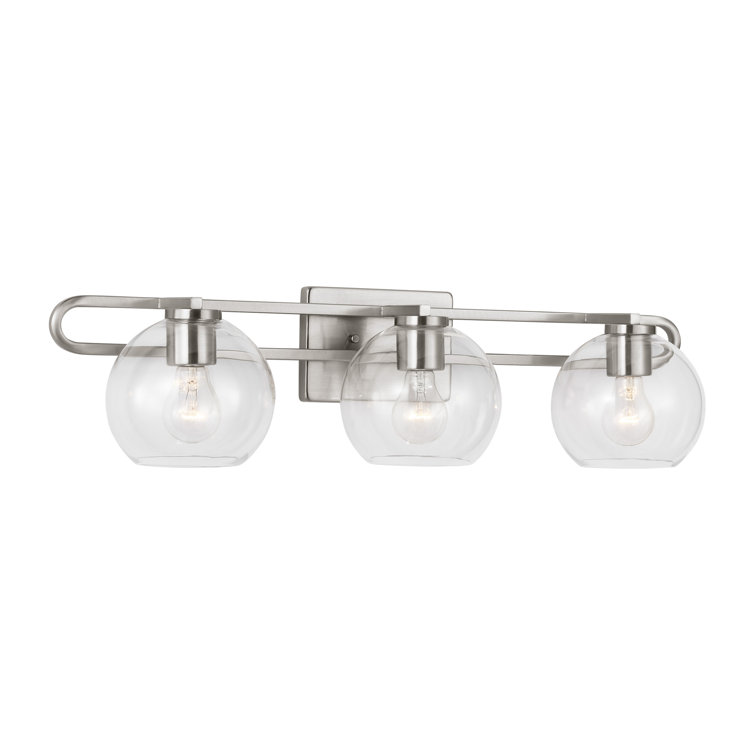 Eveline 3-Light Brushed Nickel Vanity Light with Clear Glass Shades