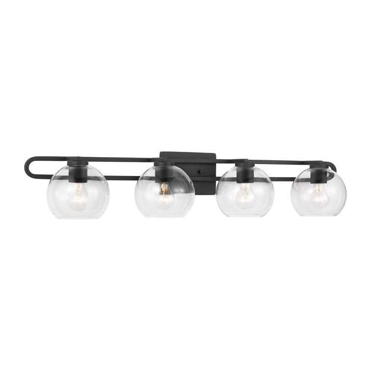 Midnight Black Clear Glass 4-Light Vanity Fixture