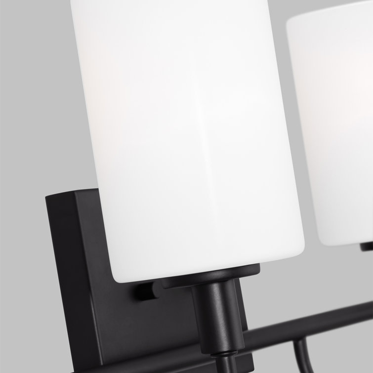 Alvin 4-Light Midnight Black Vanity with Etched White Glass