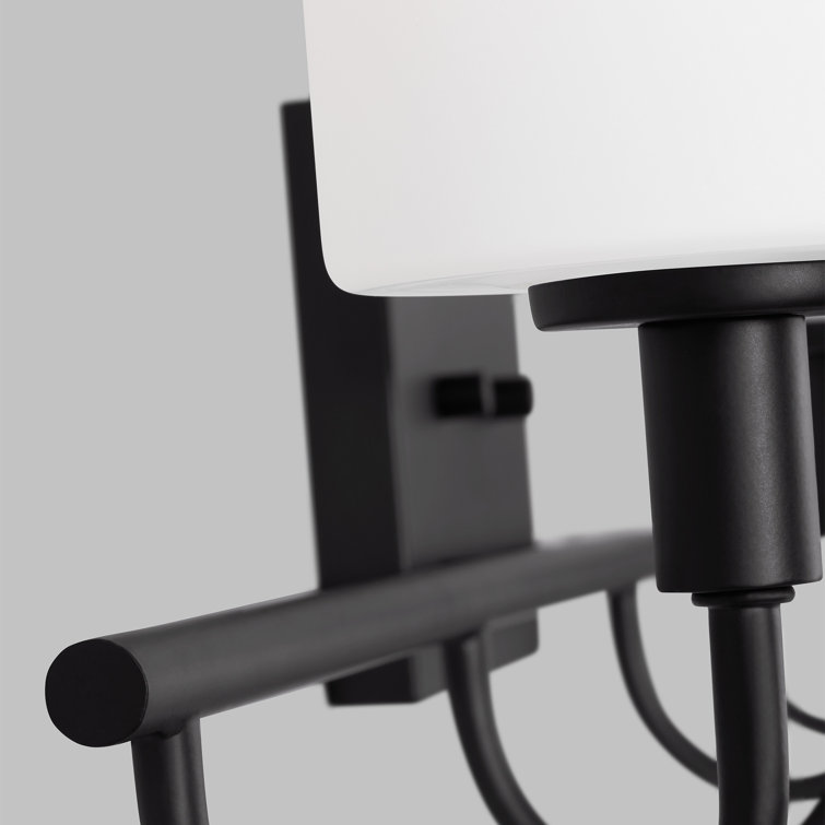 Alvin 4-Light Midnight Black Vanity with Etched White Glass