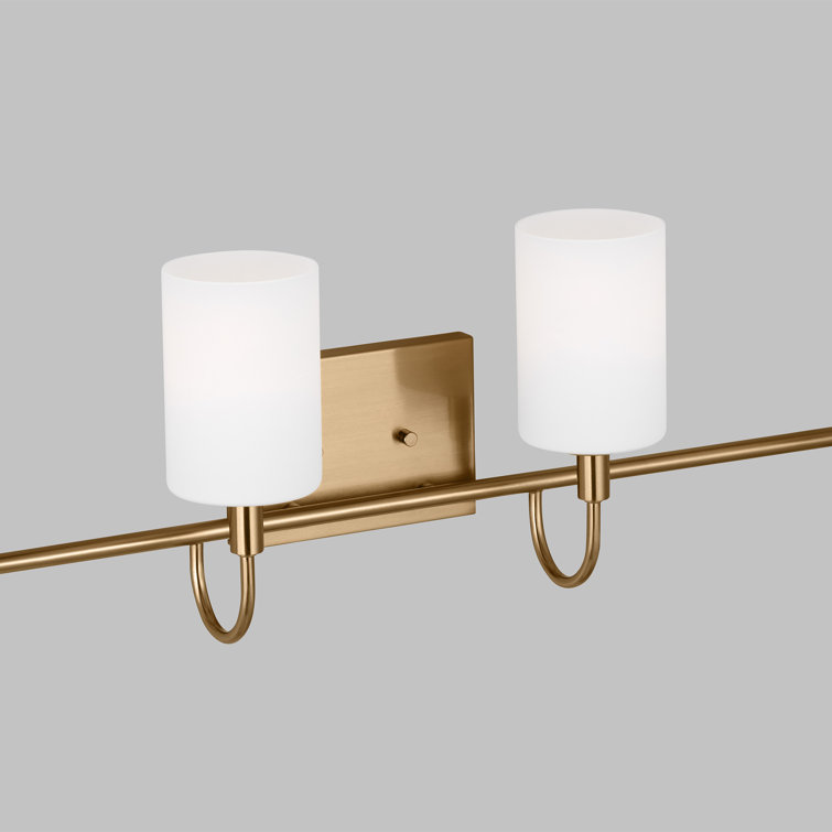 Alvin Modern Satin Brass 4-Light Vanity with Etched Glass