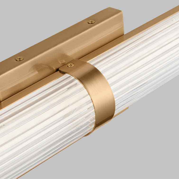 Satin Brass Cylinder LED Wall Sconce with Frosted Acrylic Diffuser