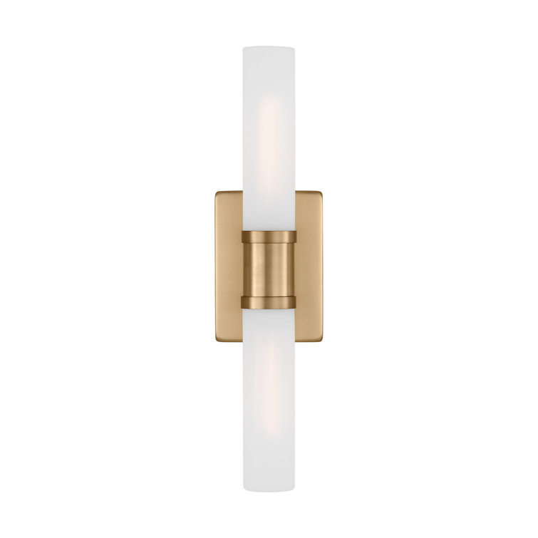Satin Brass 2-Light Dimmable Vanity Fixture with Glass Shade