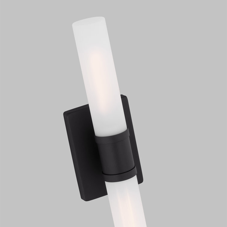 Midnight Black Steel Dimmable Vanity Light with Glass Shade