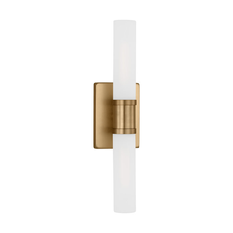 Satin Brass 2-Light Dimmable Vanity Fixture with Glass Shade
