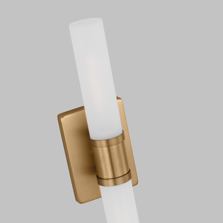 Satin Brass 2-Light Dimmable Vanity Fixture with Glass Shade