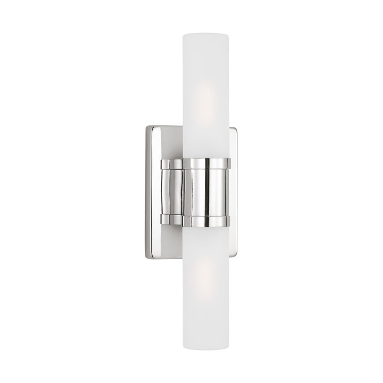 Keaton Chrome 2-Light Dimmable Bath Vanity with Satin Etched Glass