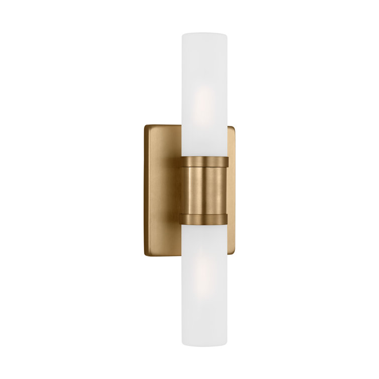 Satin Brass 2-Light Dimmable Vanity Fixture with Glass Shade