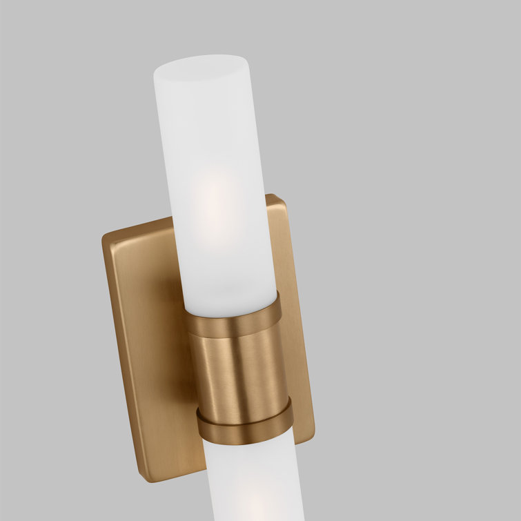 Satin Brass 2-Light Dimmable Vanity Fixture with Glass Shade