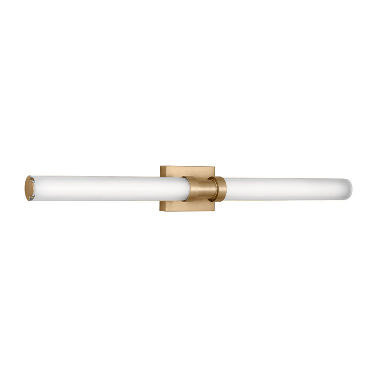 Satin Brass Frosted Dimmable LED Vanity Light