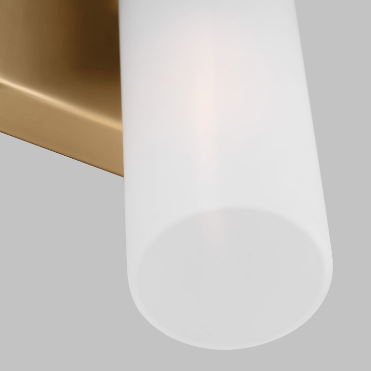 Satin Brass 2-Light Dimmable Vanity Fixture with Glass Shade