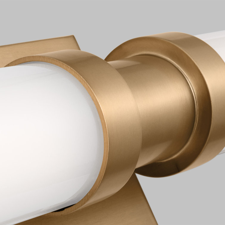 Satin Brass Dimmable LED Vanity Light with Frosted Glass