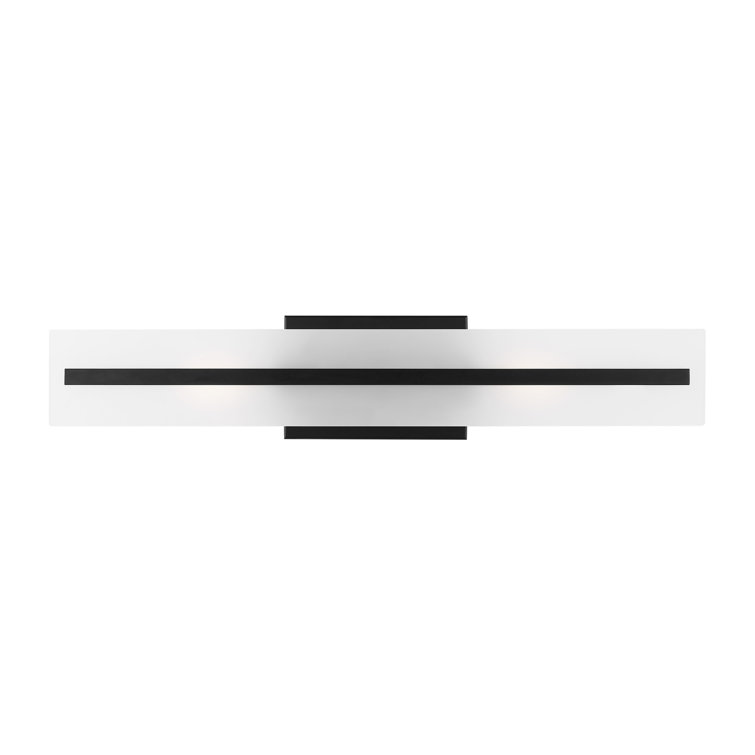 Midnight Black Steel 24" Bath Vanity Light with Satin Etched Glass Shades