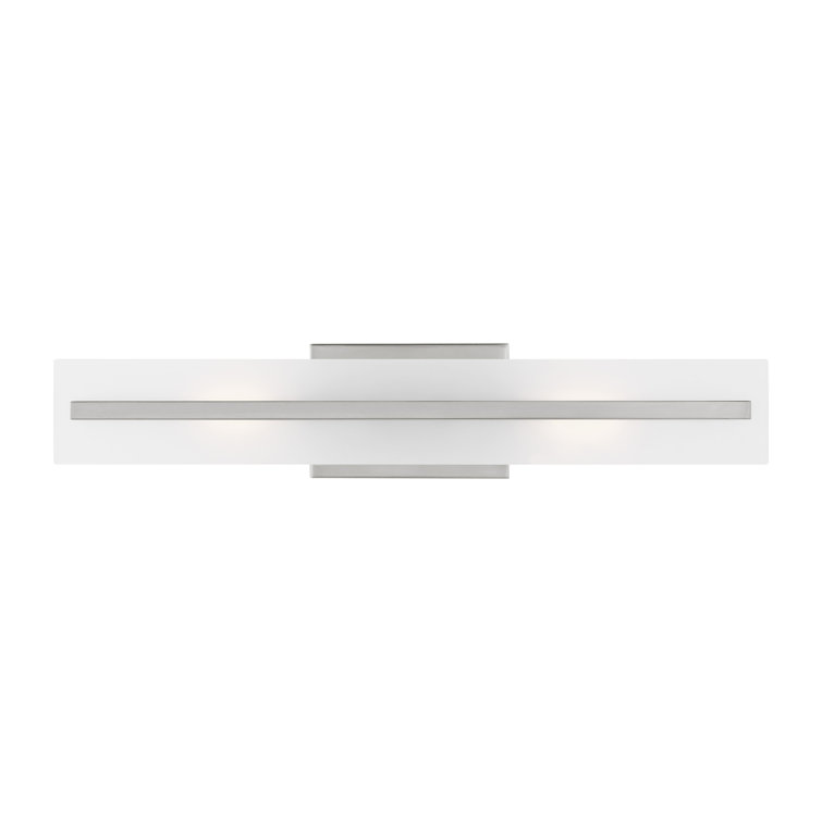 Modern Brushed Nickel 2-Light Bath Vanity with Satin Etched Glass
