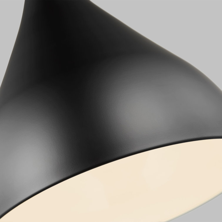 Midnight Black 14" Glass Pendant Light with Steel Shade