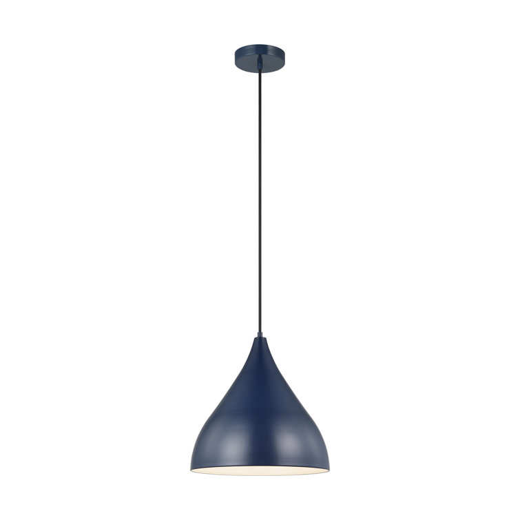Navy Glass and Brass Indoor/Outdoor Pendant Light